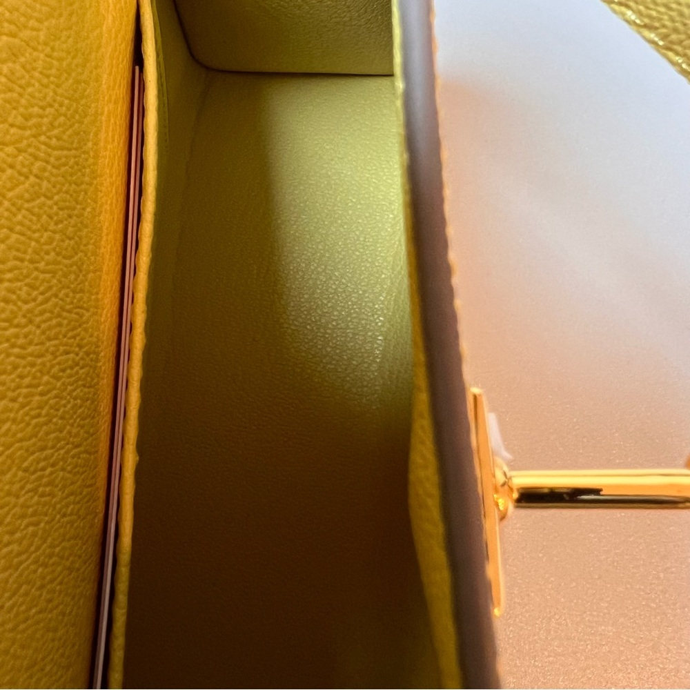 Yellow Structured Leather Top-Handle Shoulder Bag - Picture 3 of 14